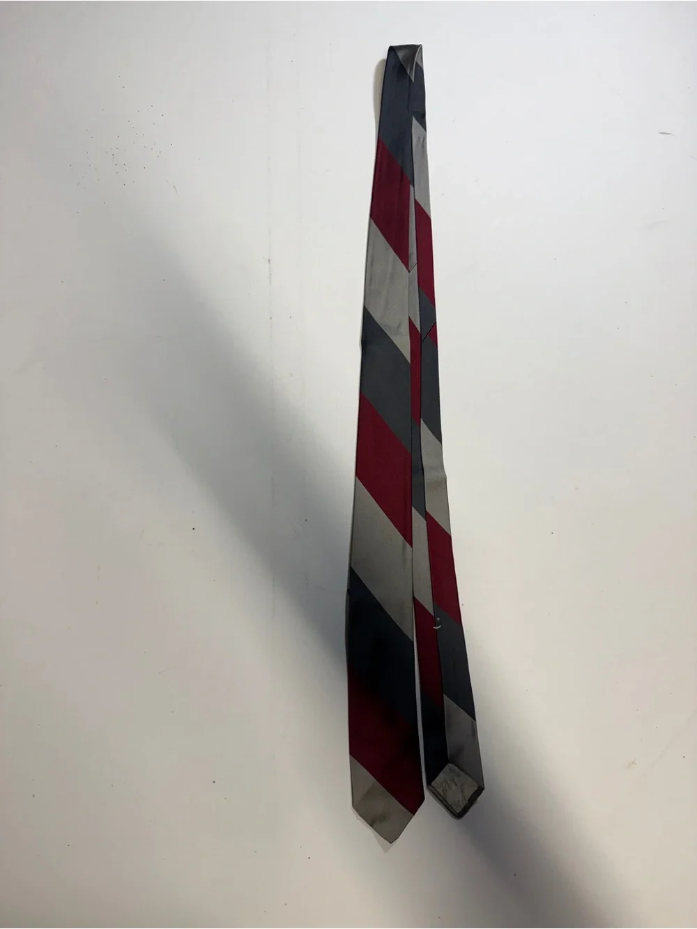 Elegant Striped Men's Tie in Maroon and Gray